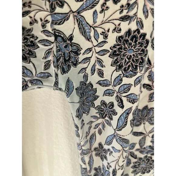 J. Jill Simply Supima Cotton tunic top medium floral 3/4 sleeve Boho casual - Picture 5 of 10